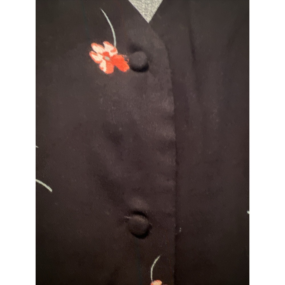 Saks Fifth Avenue Sadie Floral Black Midi Dress Button Front V-Neck NWT Size 4 - Picture 5 of 10